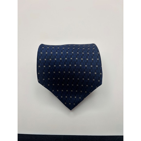 Stafford Other - Stafford Mens Navy Blue Geometric Square 100% Silk Necktie Formal Business Tie